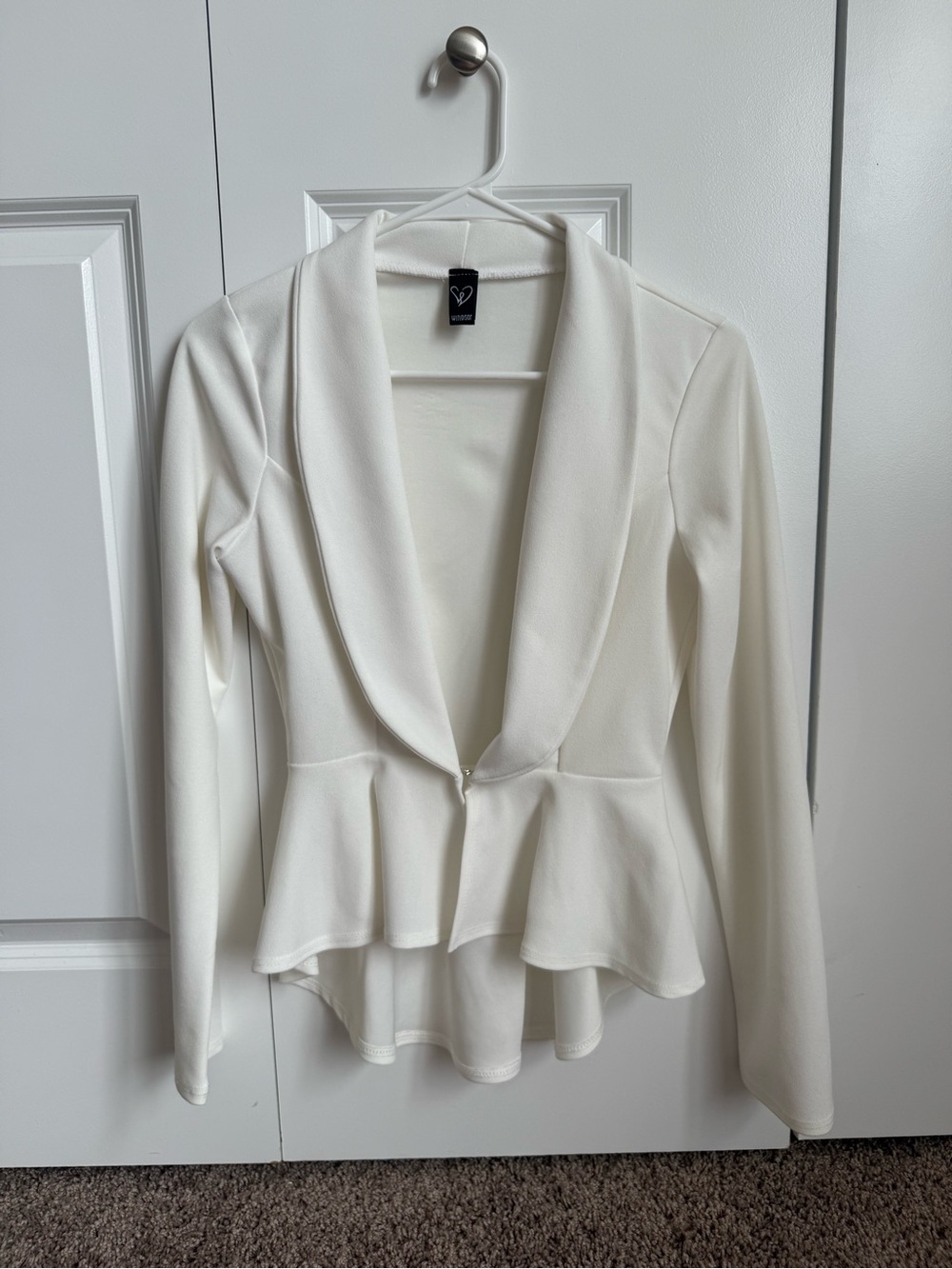 Windsor White Shawl Collar Peplum Blazer Jacket - One Size